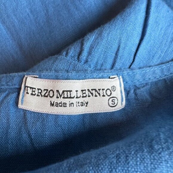 Terzo Millennio Linen Dress Small Made in Italy Beachy Lagenlook Coastal Lagom - Picture 4 of 8